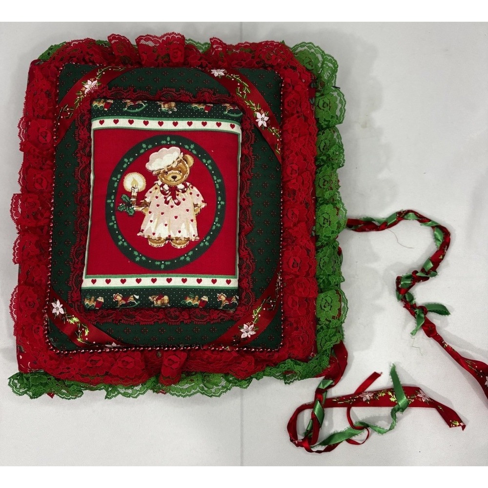 Vintage Christmas Photo Album Fabric, Lace, Beads Holiday Scrapbook